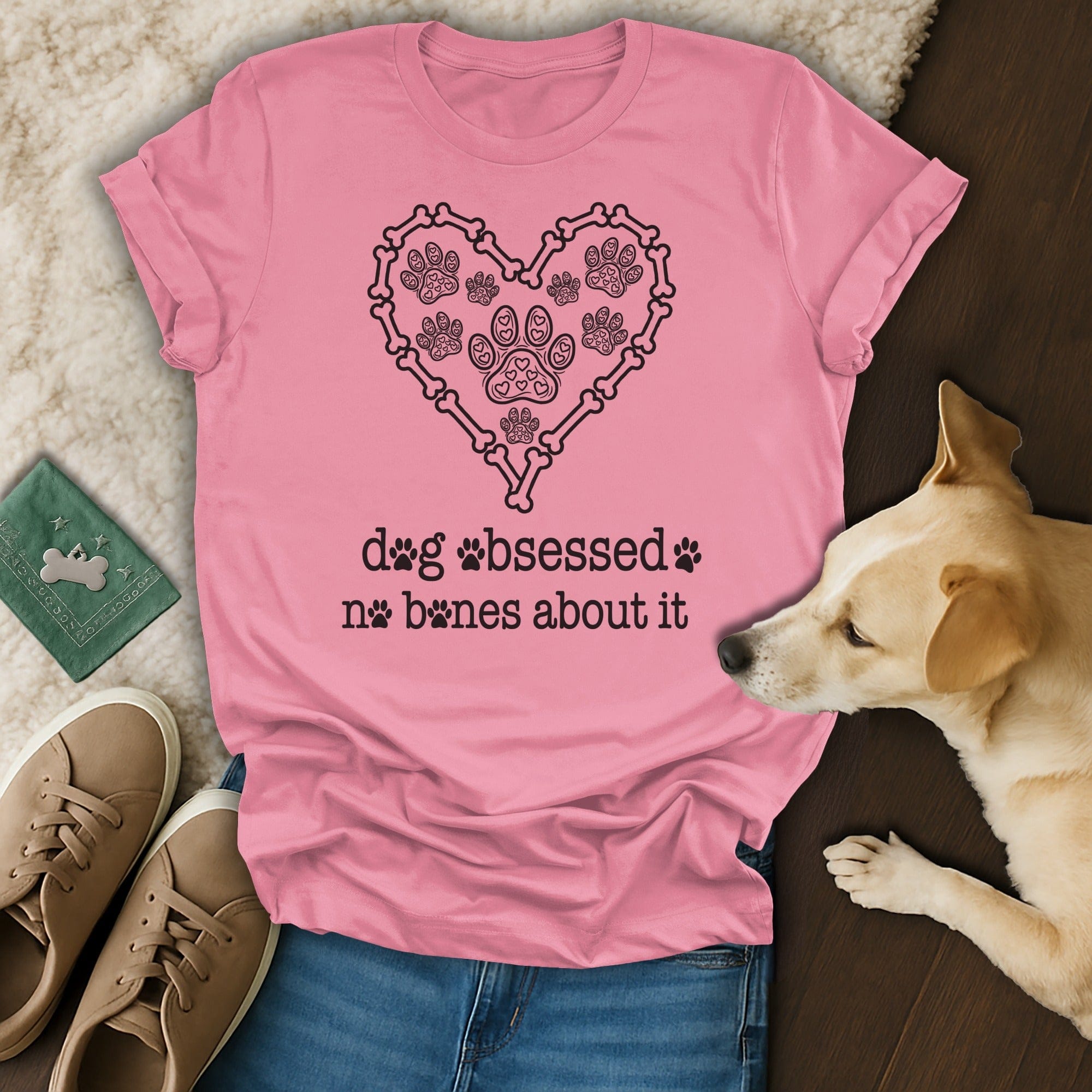 Pink Dog Obsessed No Bones About It Heart Paw Prints product type