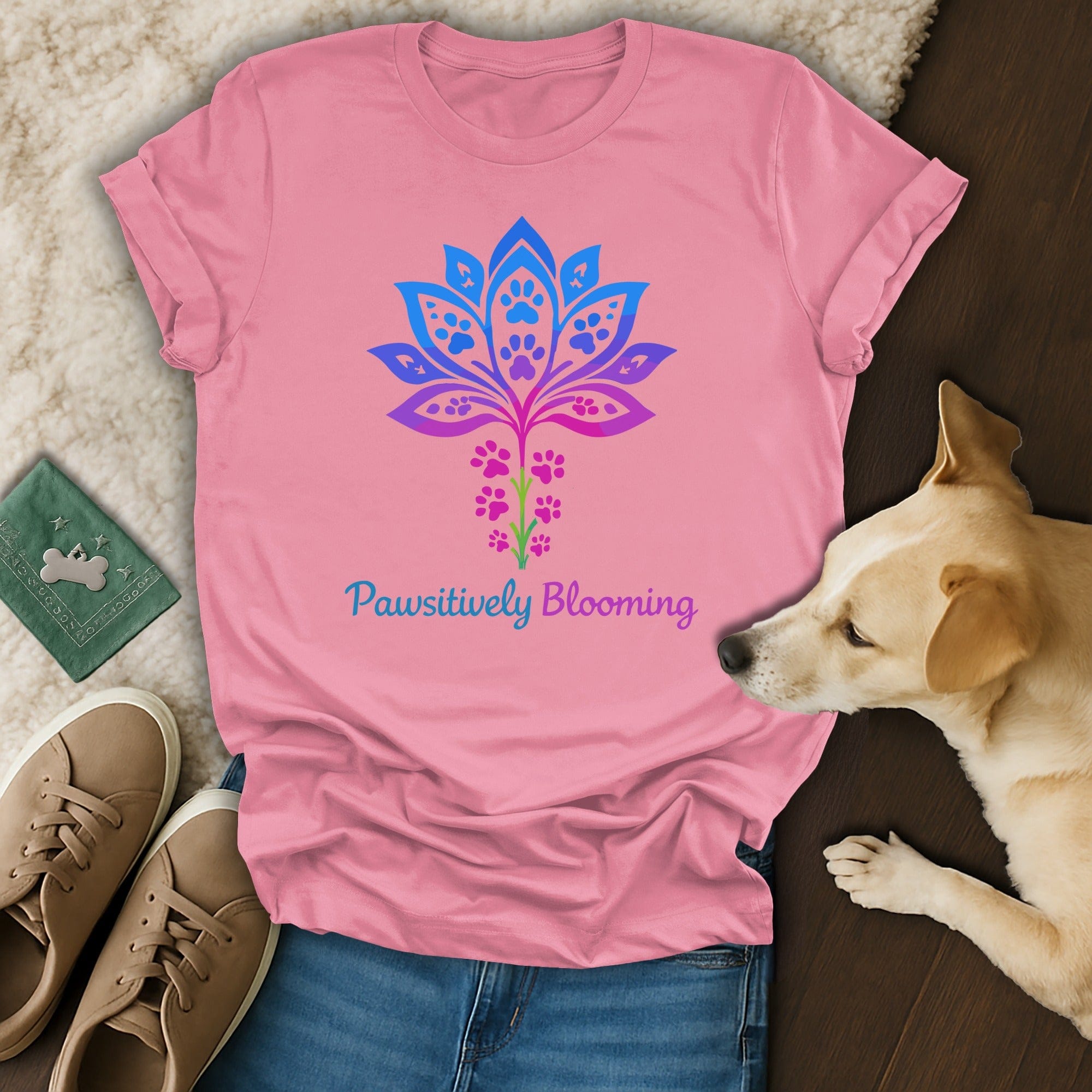 Pawsitively Blooming Pink T-Shirt for Dog Lovers