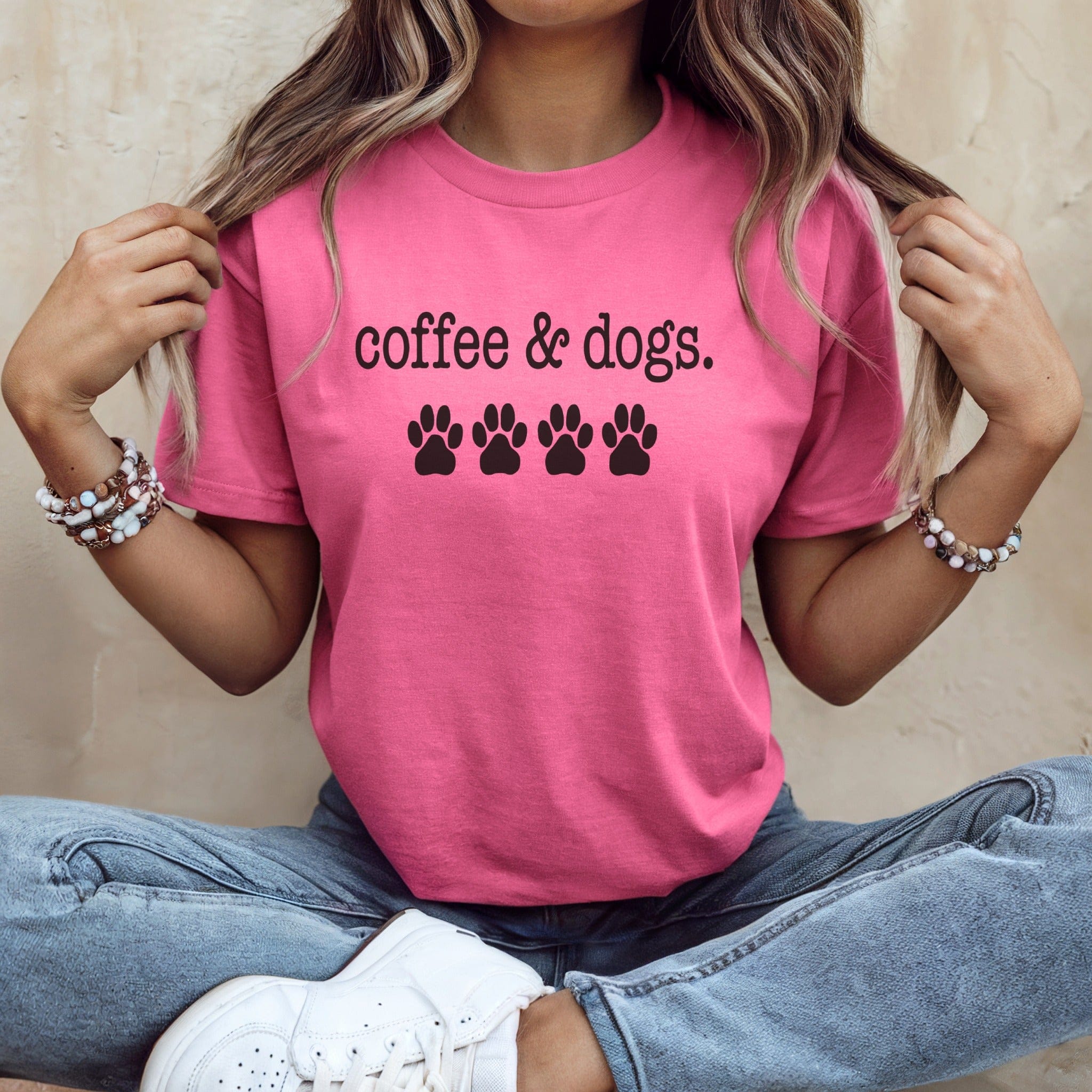 Coffee & Dogs Paw Print Graphic Tee for Pet Lovers