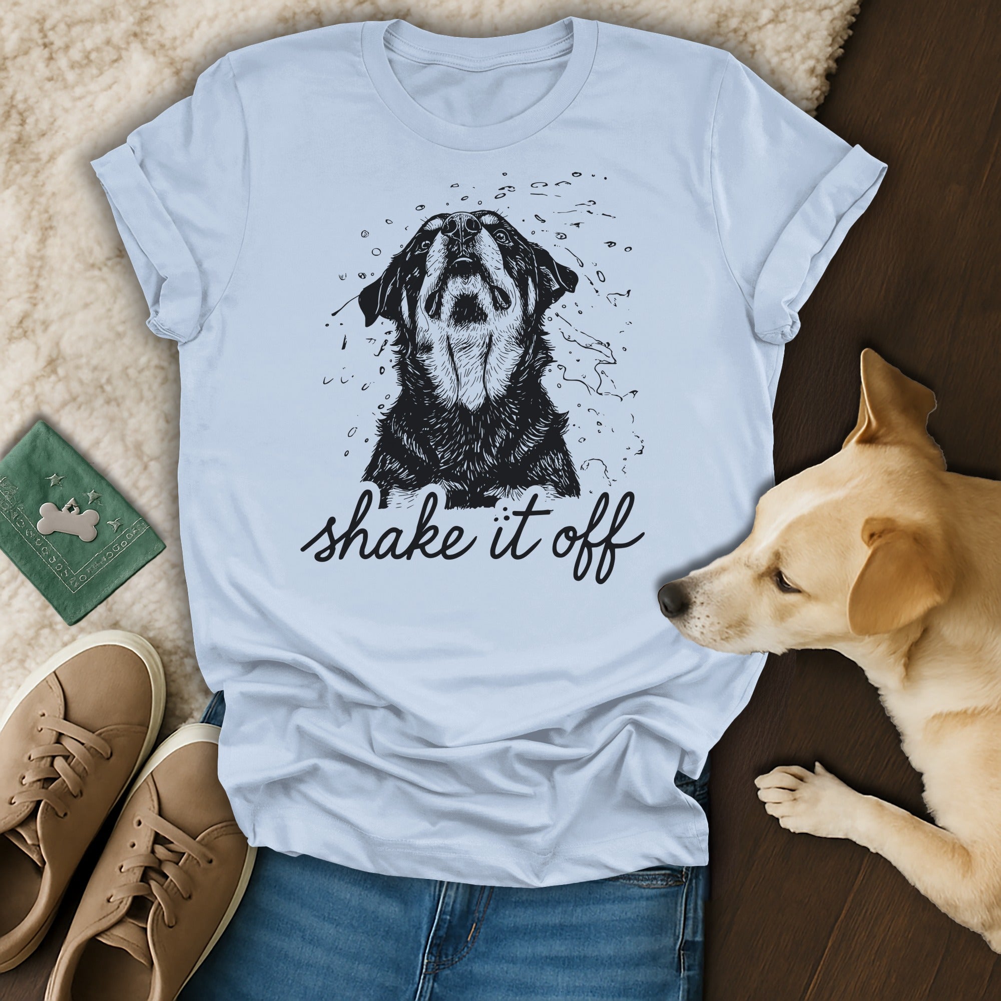 Shake It Off Graphic Dog Print T-Shirt for Dog Lovers