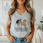 Light gray t-shirt with cartoon dogs and text "JUST DOING A LITTLE NETWORKING".