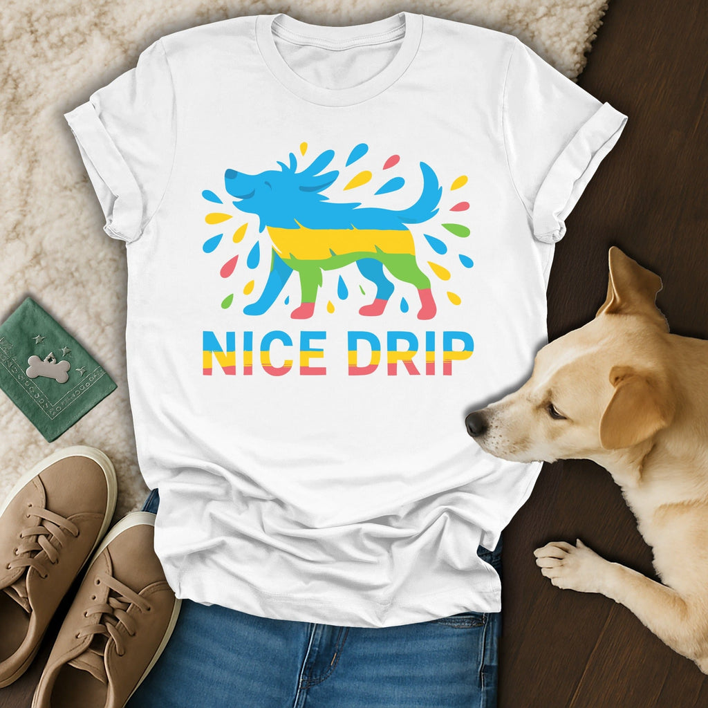 Nice Drip Colorful Dog Graphic T-Shirt for Pet Lovers