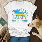 Nice Drip Colorful Dog Graphic T-Shirt for Pet Lovers