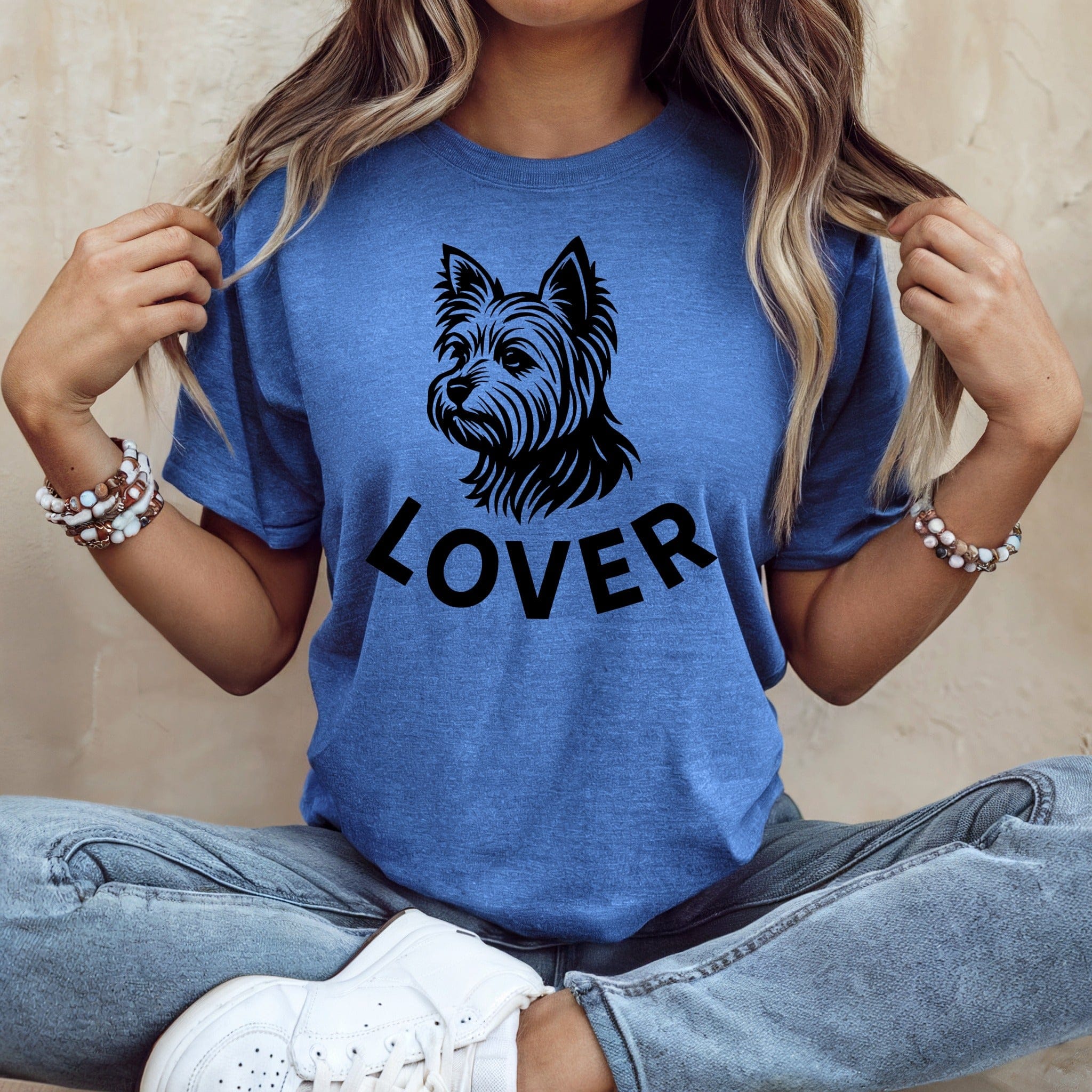 Blue Graphic Tee with Dog Lover Design Shirt