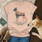 Boxer dog silhouette with American flag and patriotic celebration text.