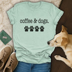 Coffee and Dogs Paw Print Design T-Shirt