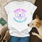 Suns Out Tongues Out Cute Dog Graphic Tee Shirt
