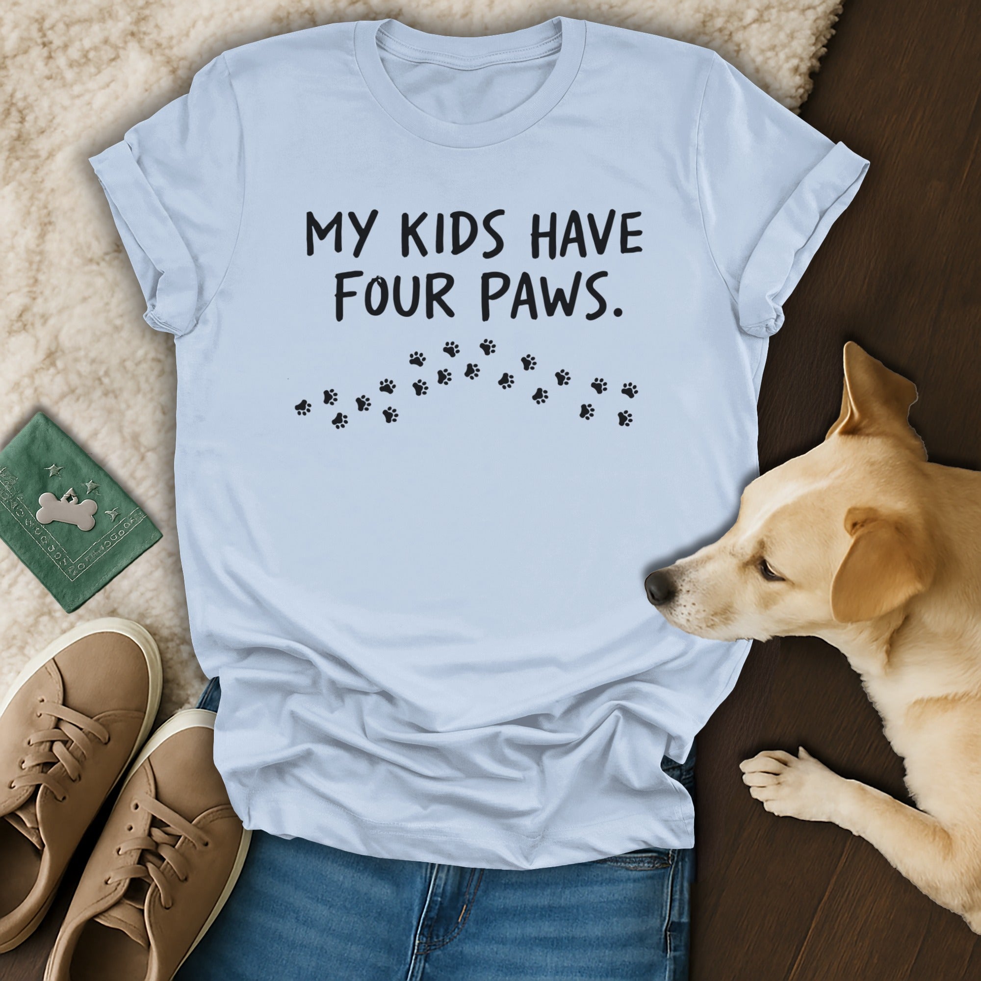 My Kids Have Four Paws Cute Paw Print T-Shirt