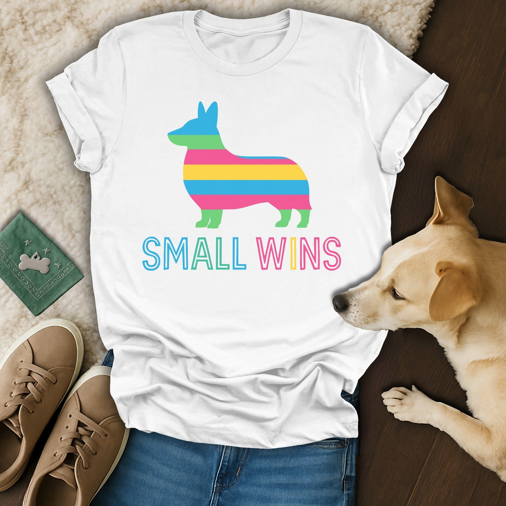 Small Wins Colorful Dog Print Design T-shirt