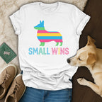 Small Wins Colorful Dog Print Design T-shirt