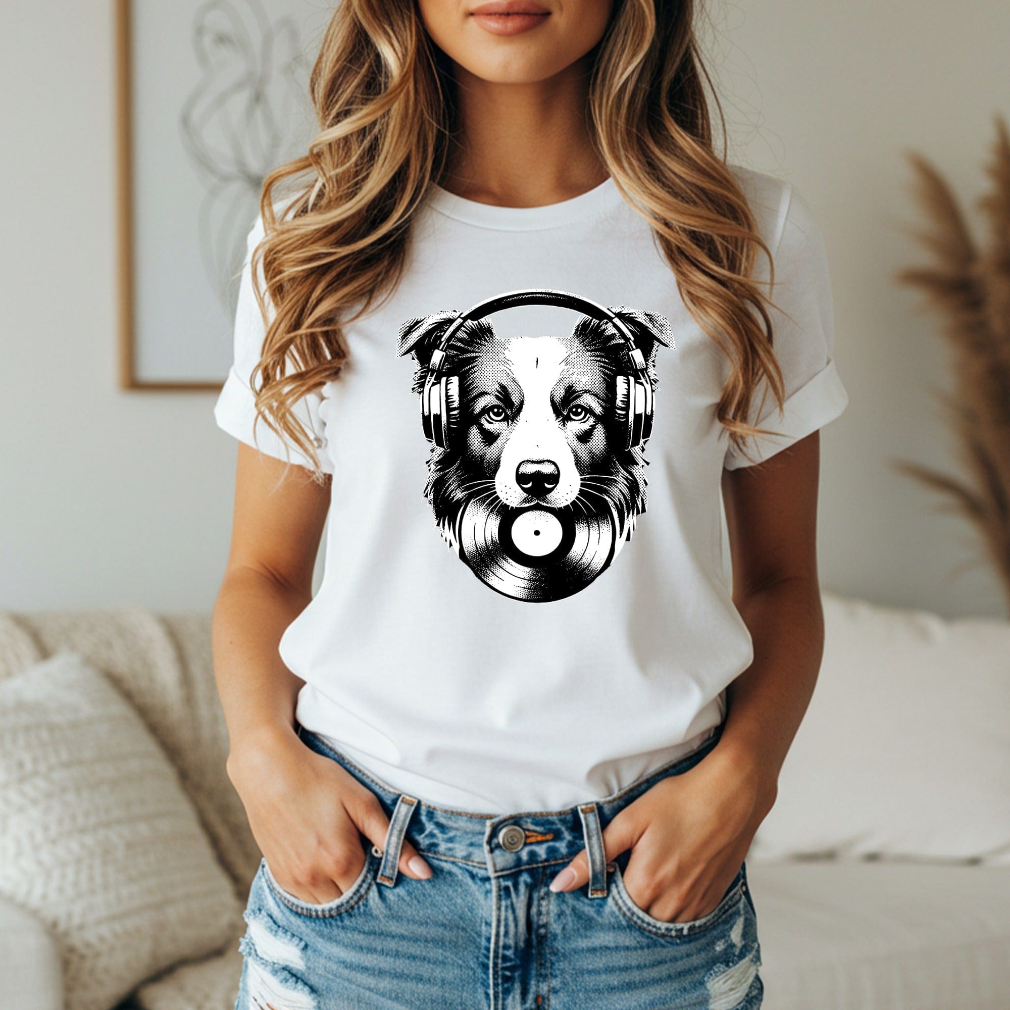 Cool Headphones Dog Graphic T-Shirt for Music Lovers