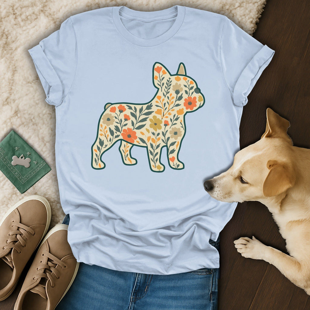 Floral French Bulldog Graphic Design T-Shirt product