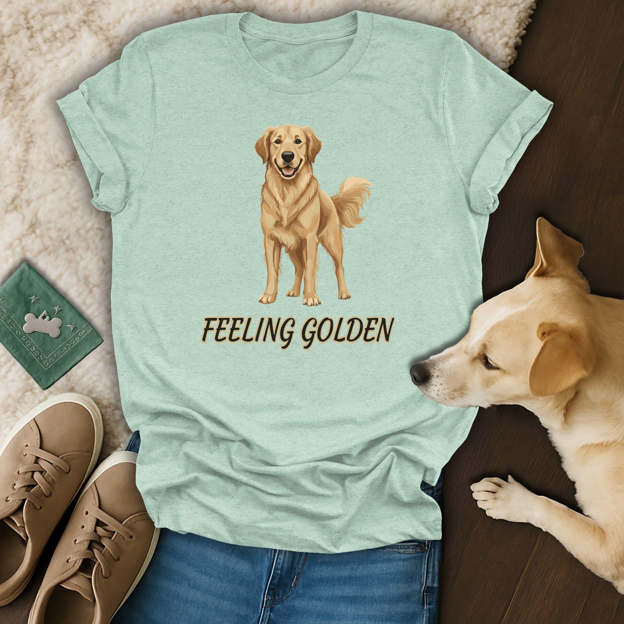 Cute Golden Retriever Feeling Golden Graphic T-shirt