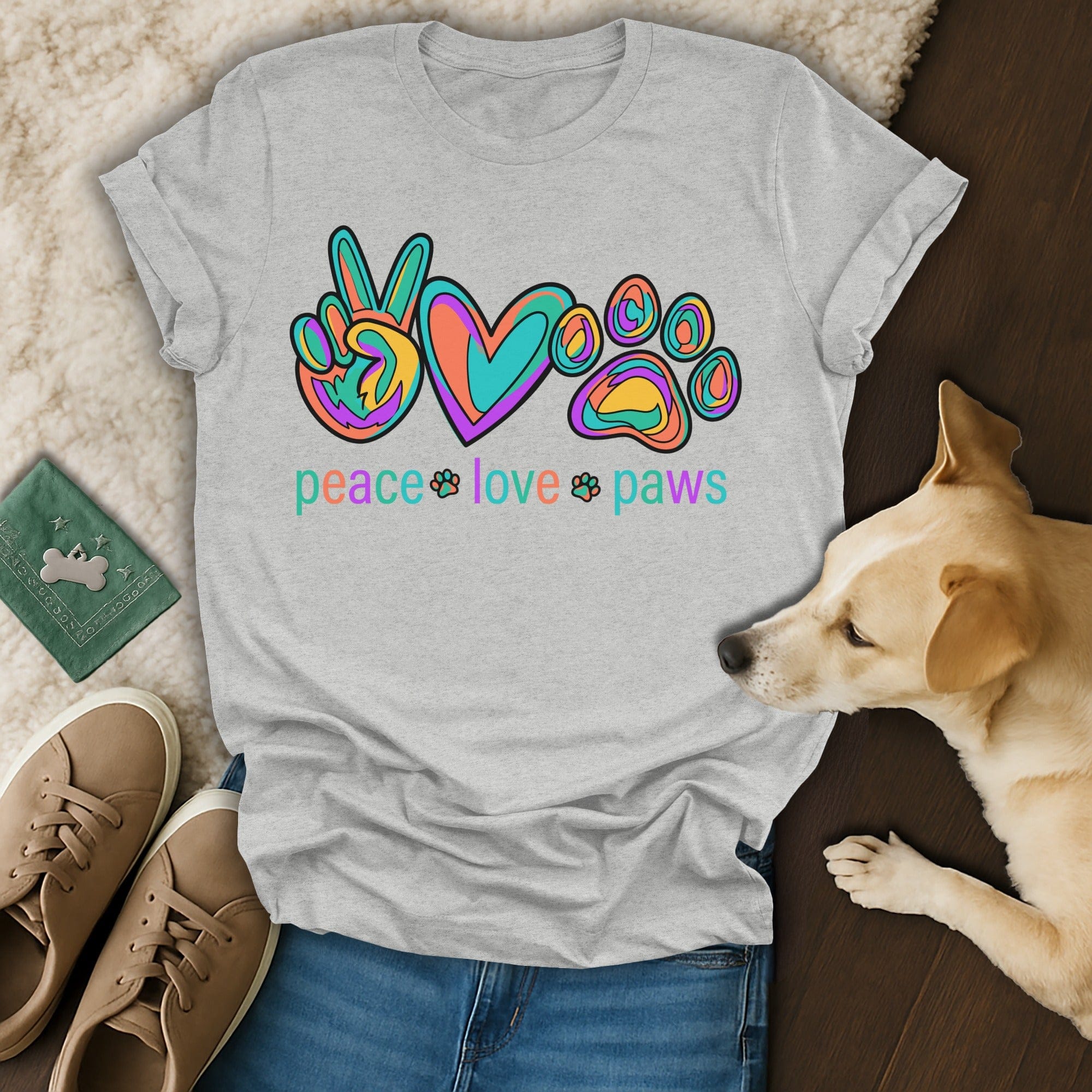 Peace Love Paws Vibrant Groovy Design product type