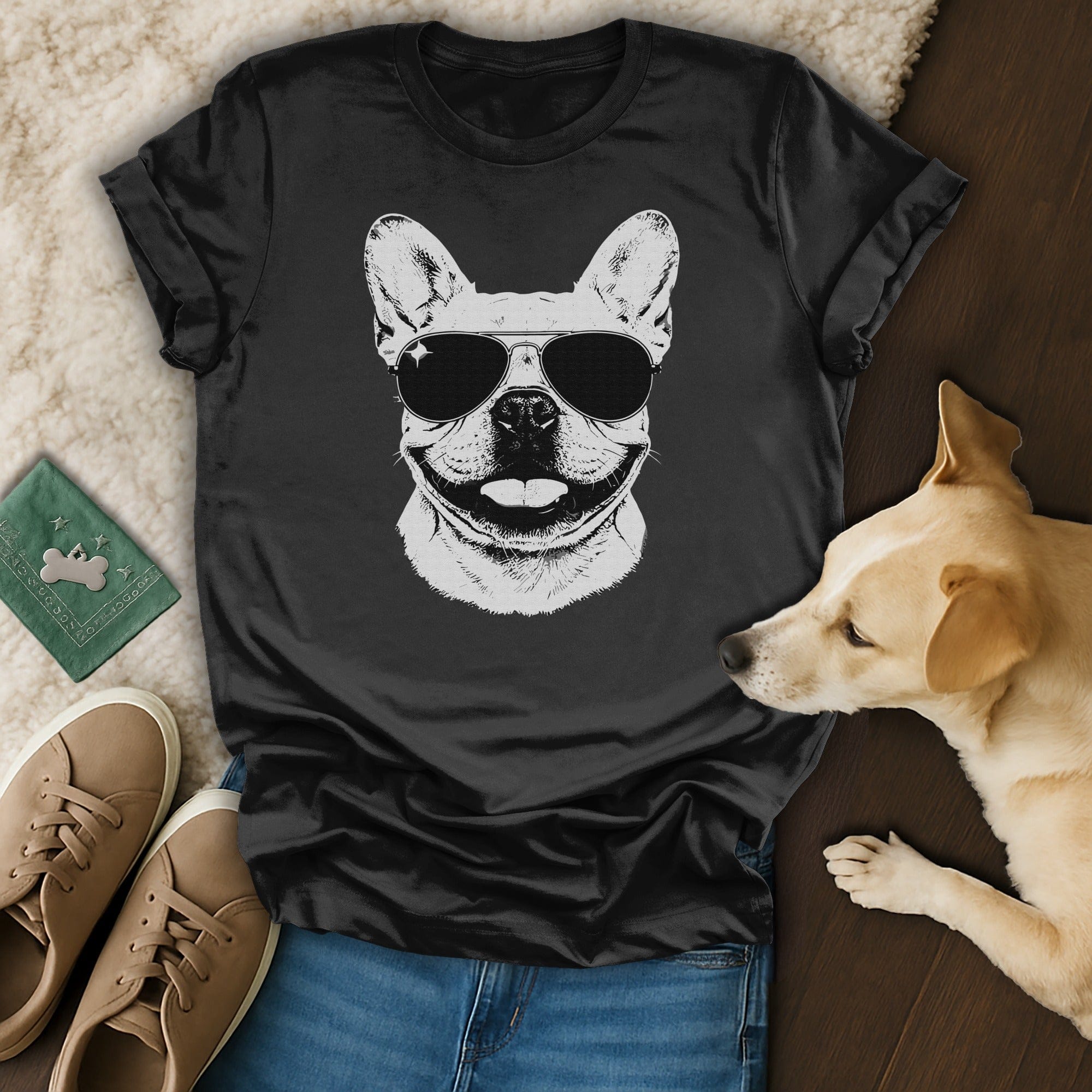 Funny French Bulldog with Sunglasses Graphic Tee shirt