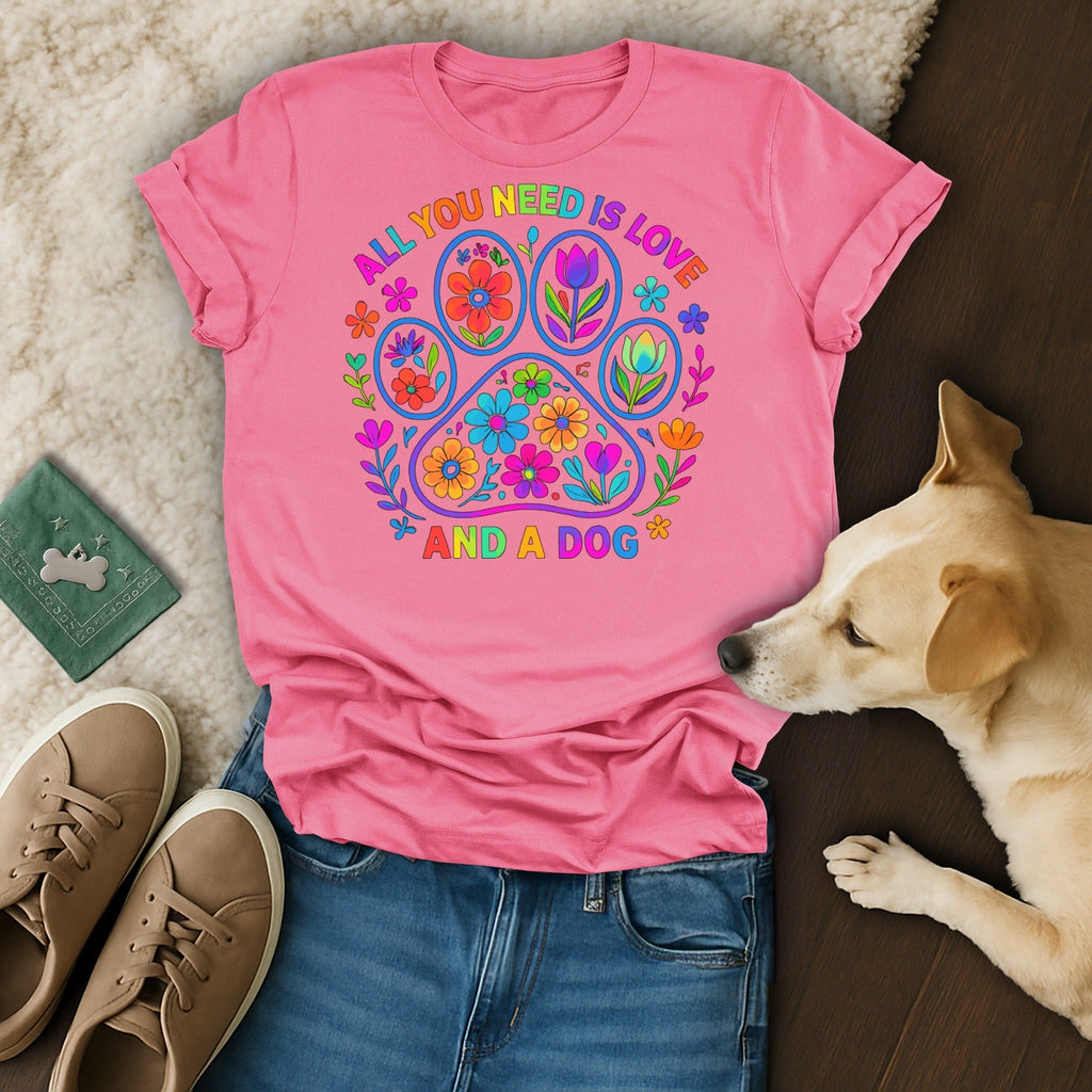 All You Need Is Love And A Dog Colorful T-Shirt