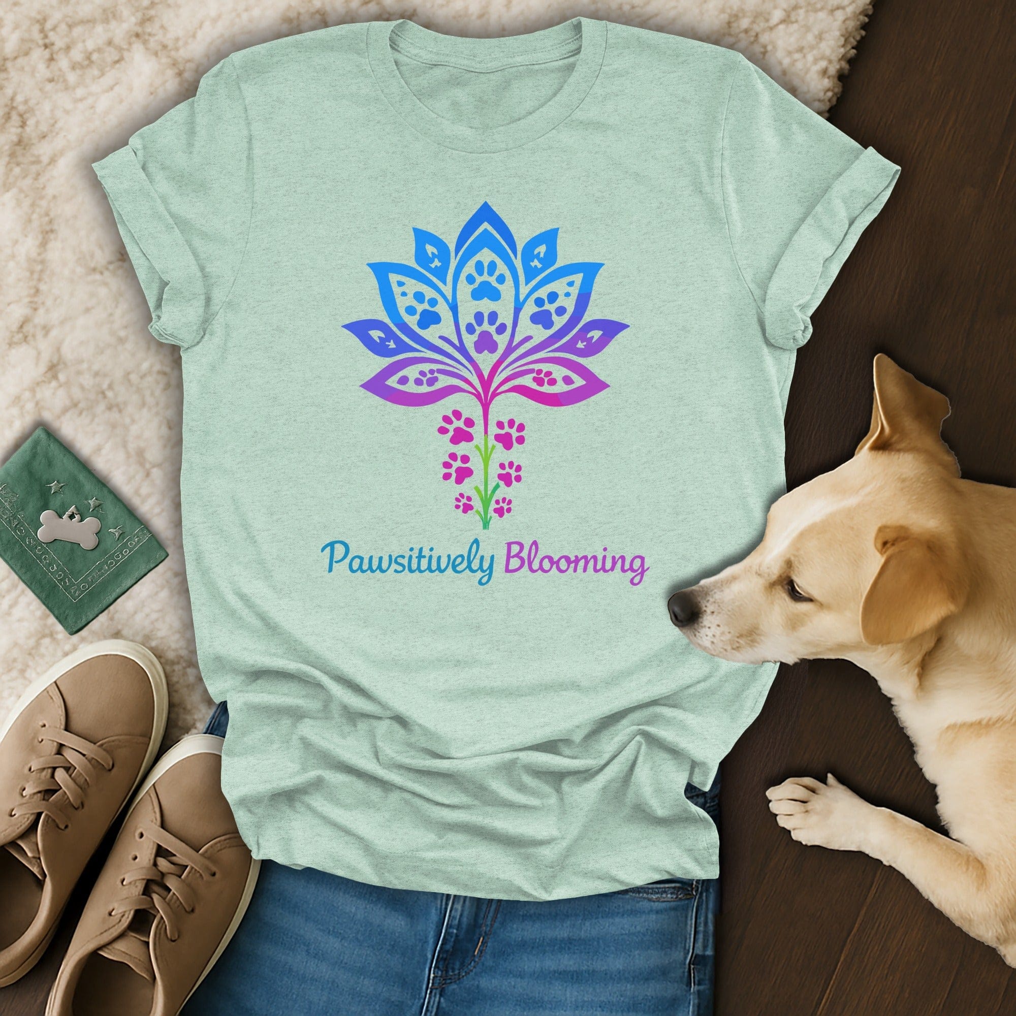 Pawsitively Blooming Graphic Tee for Dog Lovers Shirt