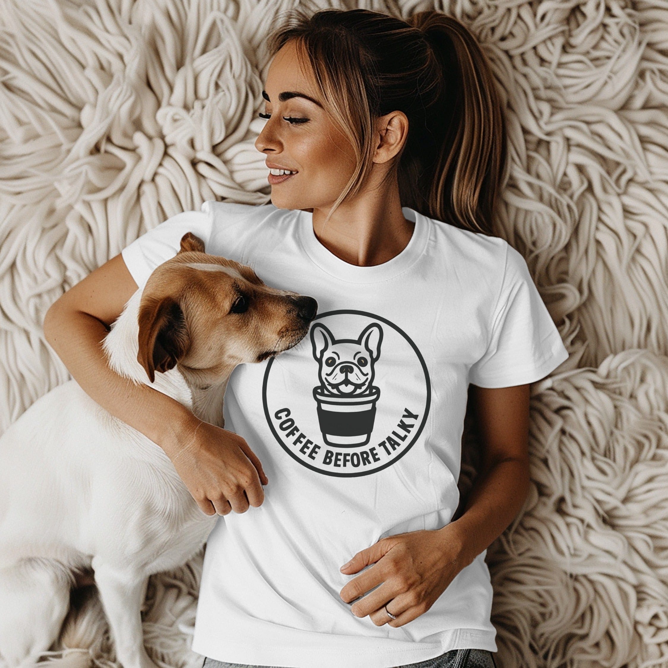 Coffee Before Talky Frenchie Lover Graphic Tee Shirt