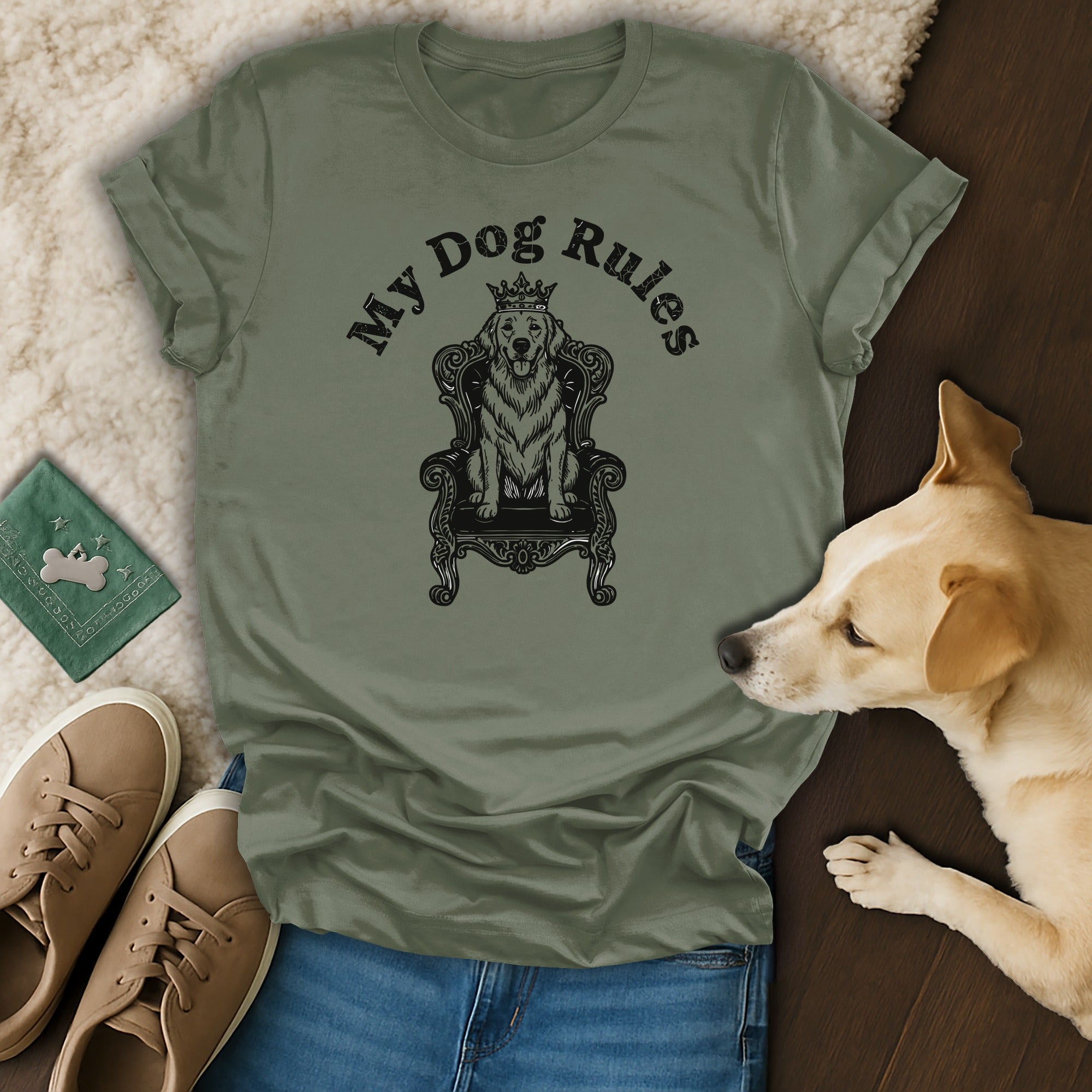 My Dog Rules Graphic Tee Funny Golden Retriever Shirt