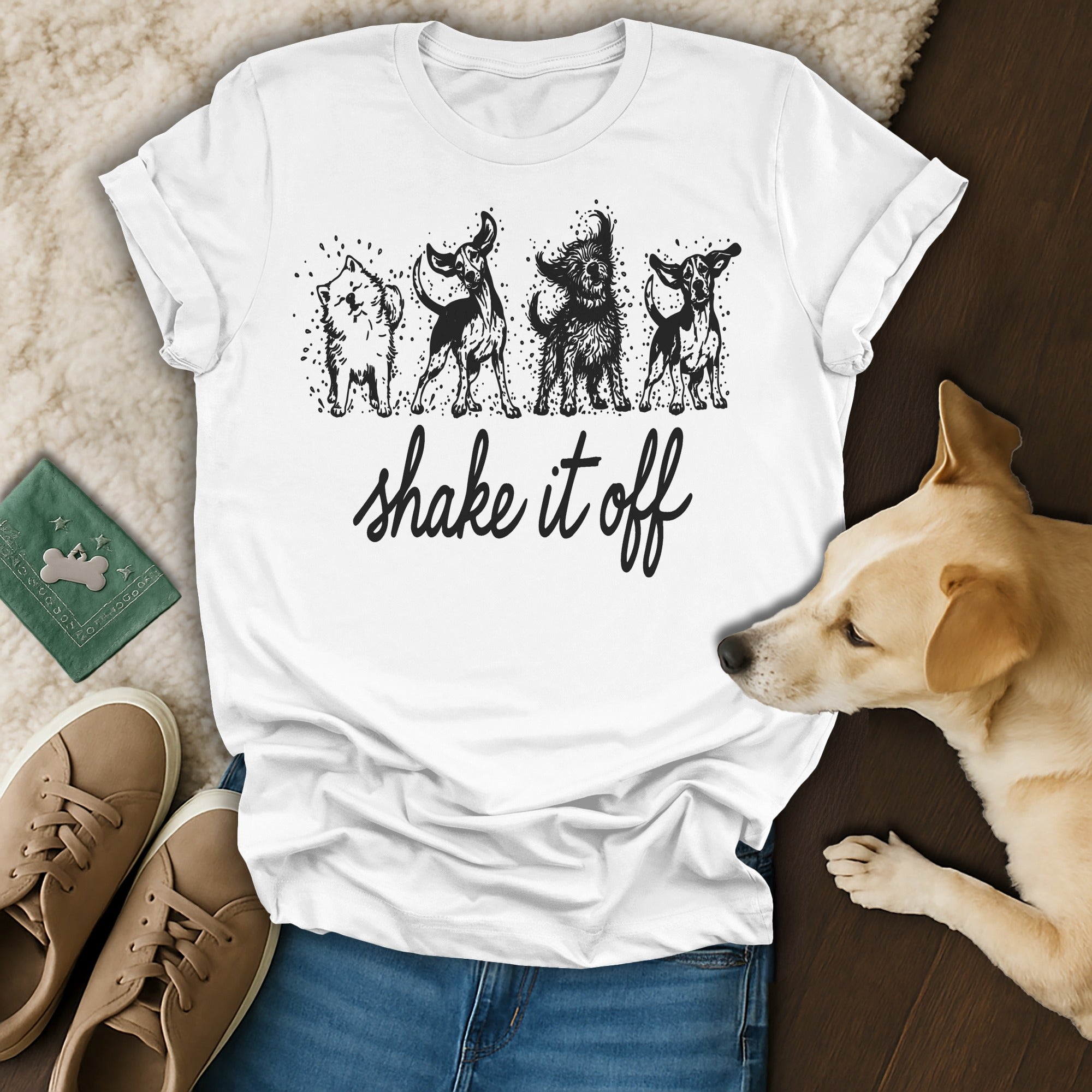Shake It Off Dog Print Graphic T-Shirt