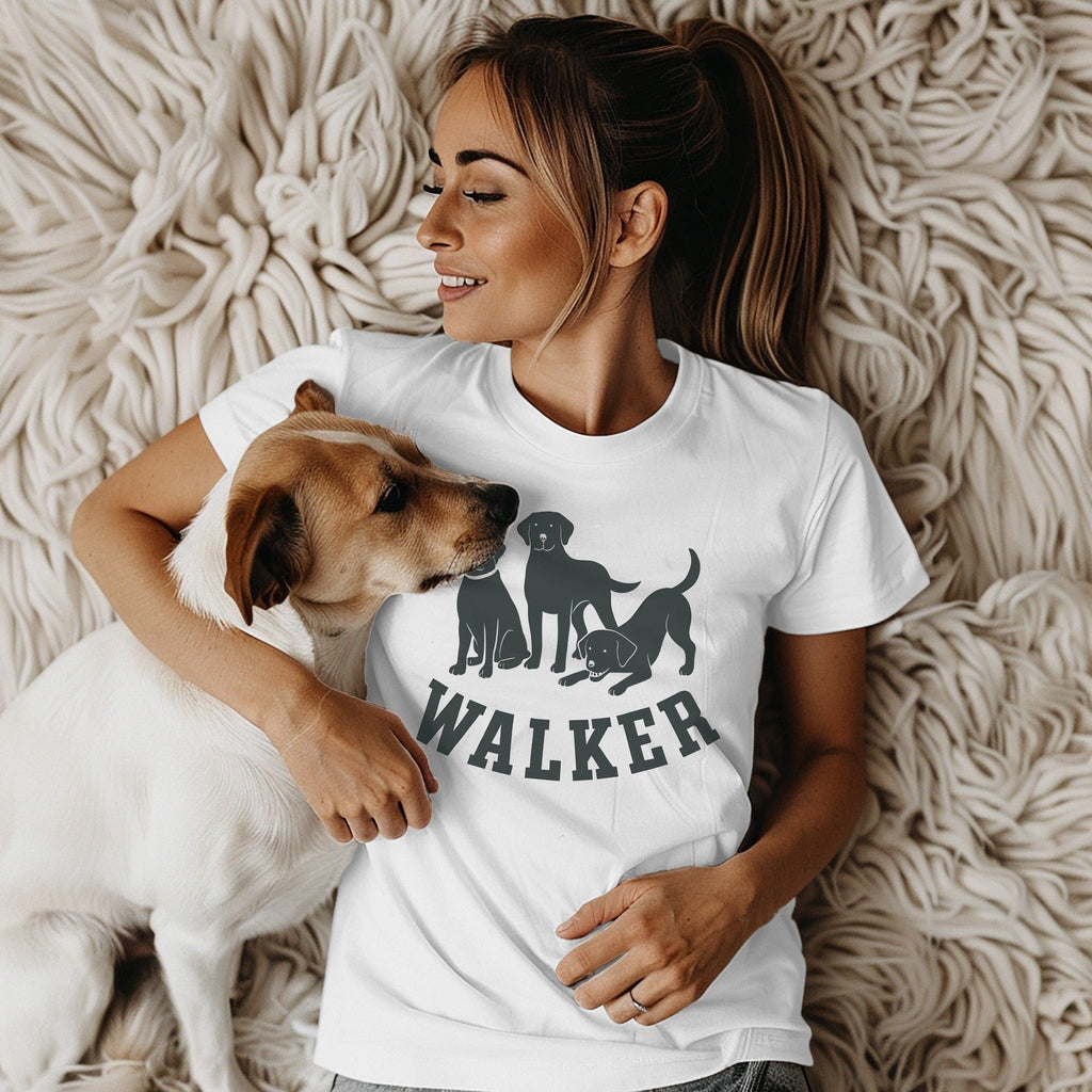 Walker With Three Dogs Graphic Print T-shirt