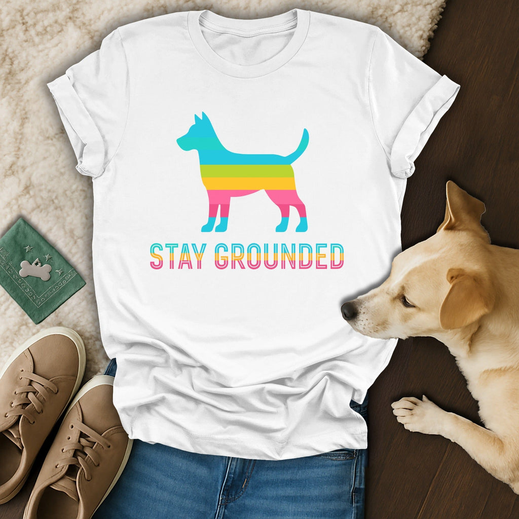 Stay Grounded Colorful Dog Design T-shirt