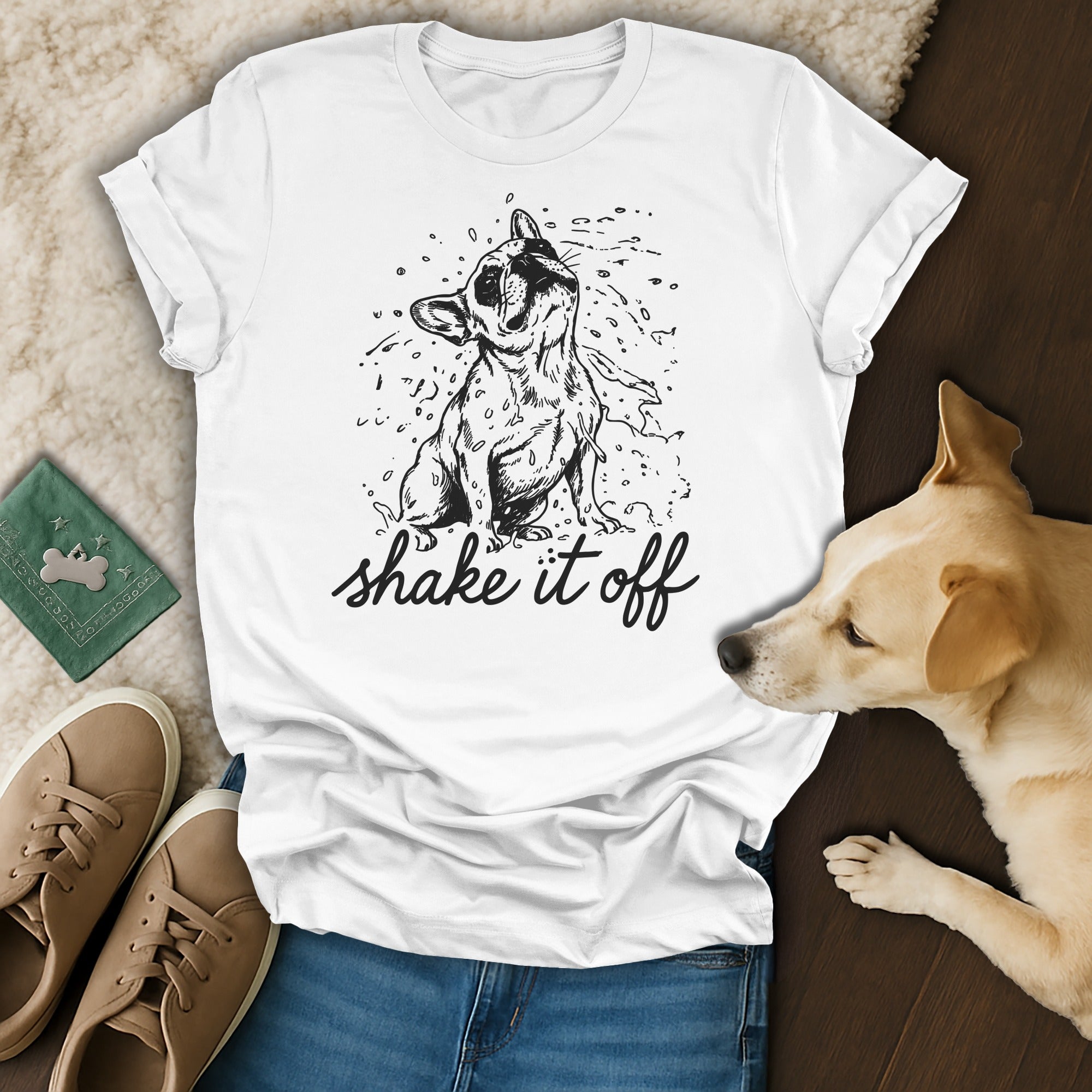 Shake It Off Dog Design Graphic T-Shirt