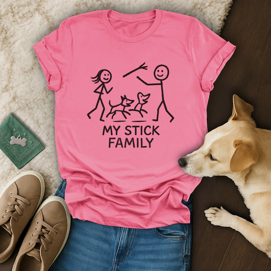 Fun Stick Family Graphic Pink T-Shirt