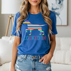 Locked In Rainbow Striped Dog Graphic Tee Shirt