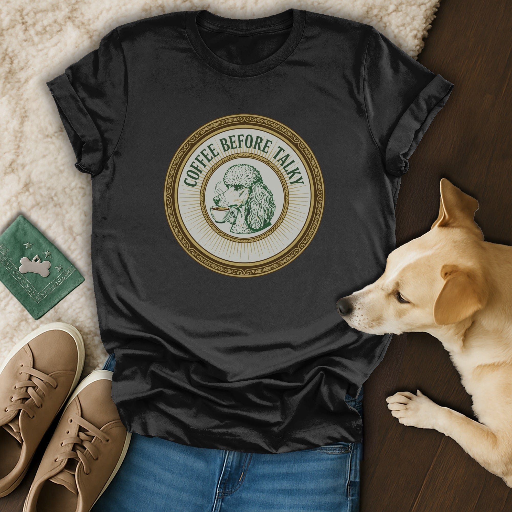 Coffee Before Talky Poodle Graphic Printed T-Shirt
