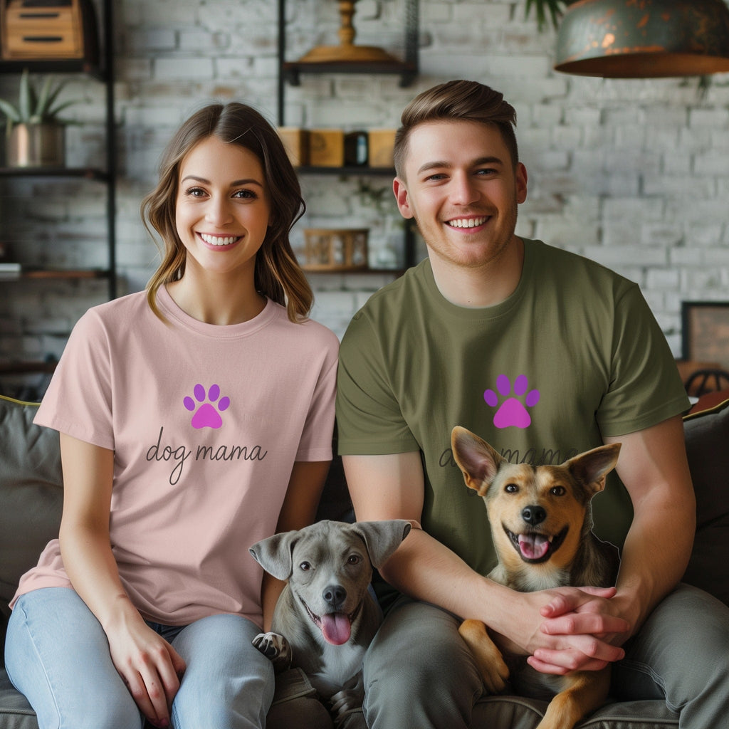 Dog mama and dog papa shirts with paw print design