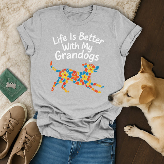 Life Is Better With My Grandogs print design t-shirt