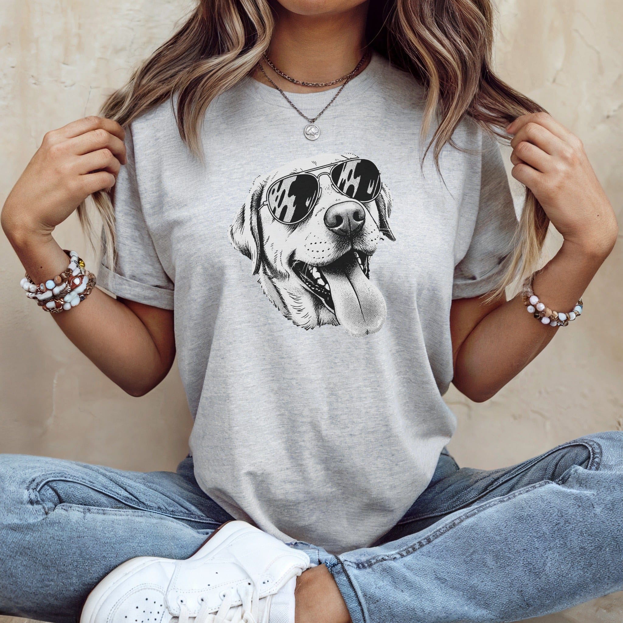 Stylish Dog With Sunglasses Graphic T-Shirt