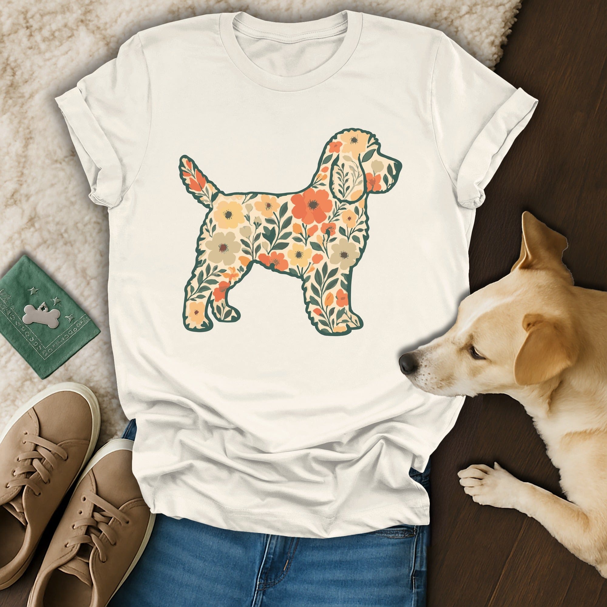 Floral Dog Silhouette Graphic Printed T-Shirt Product
