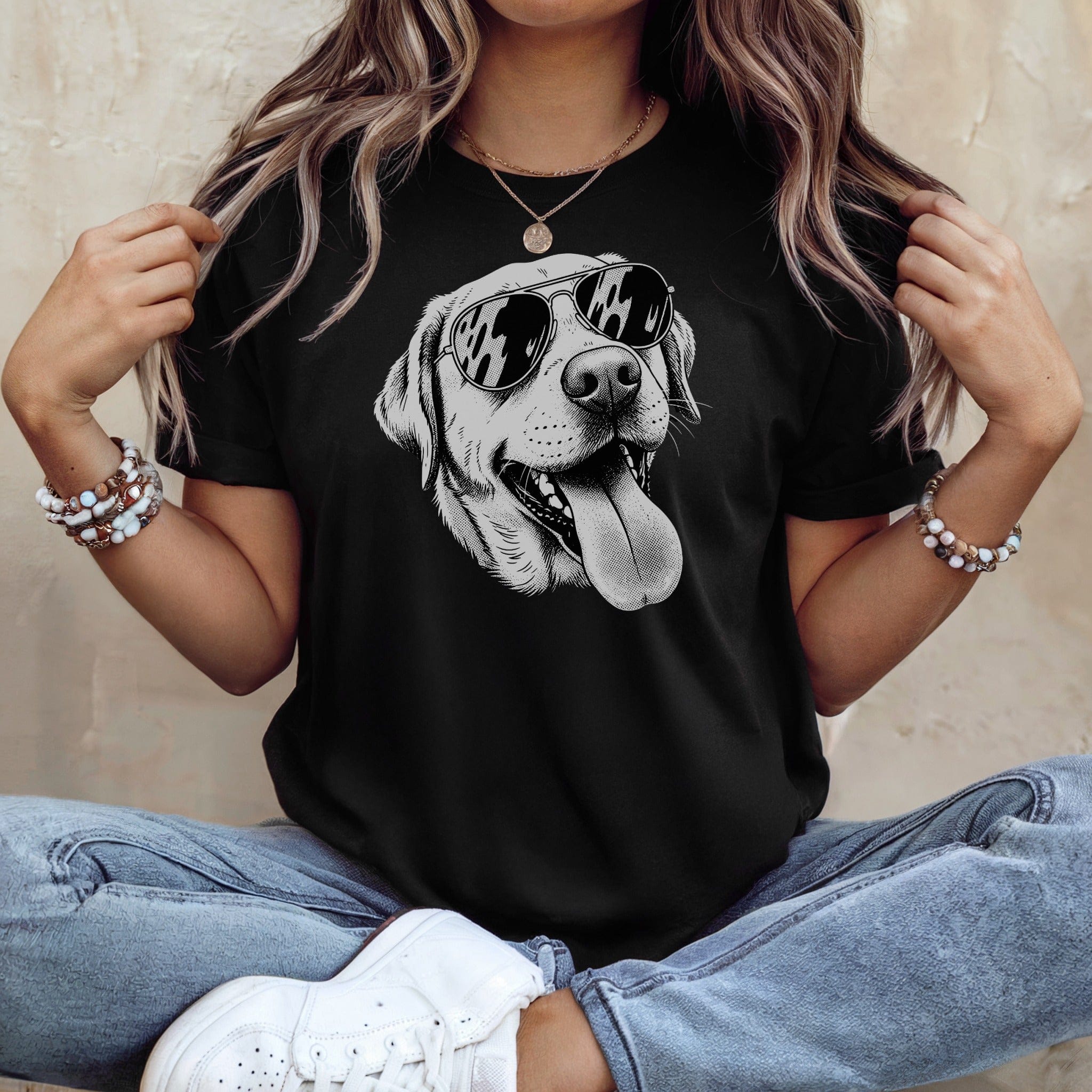 Cute Dog with Sunglasses Graphic Tee Shirt