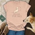 Peach t-shirt with dachshund graphic and "Falling Fur Fall" text.
