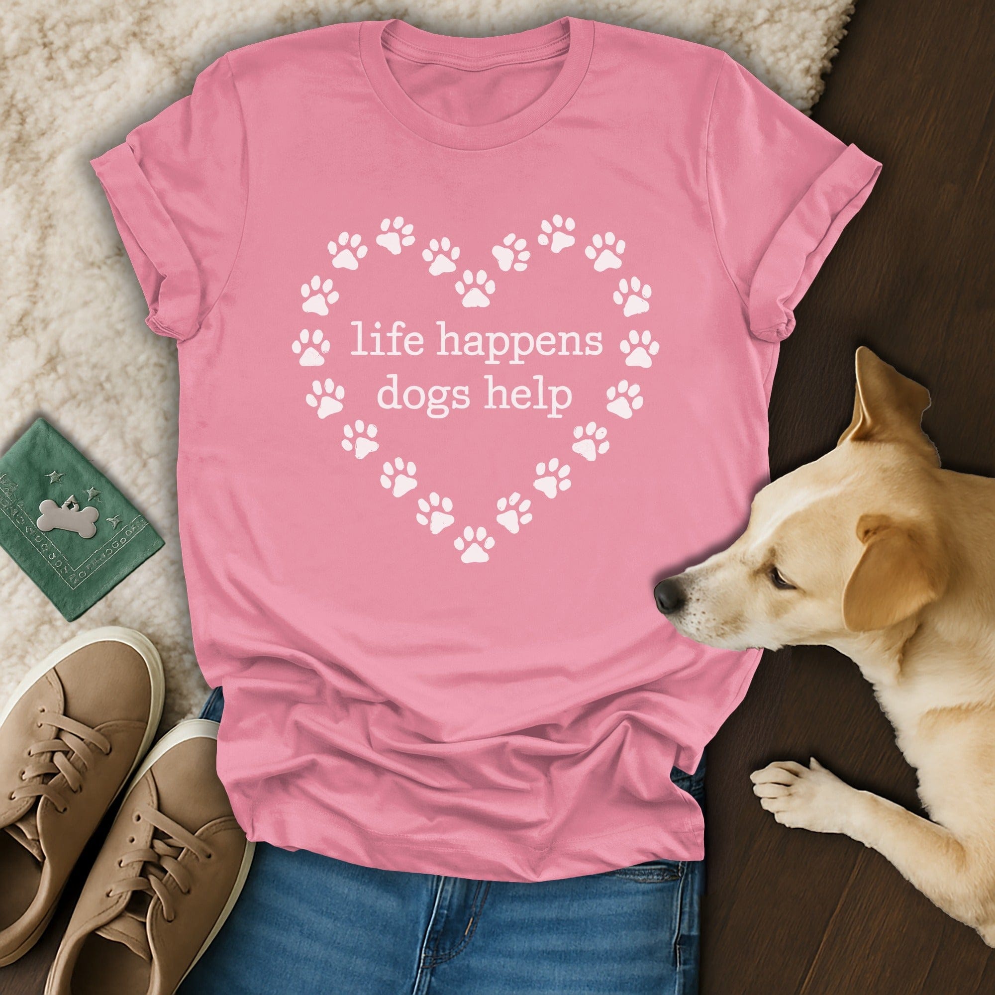 Life Happens Dogs Help Heart Paw Print Shirt