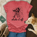 Shake It Off Tee Featuring Playful Dog Print Design
