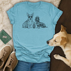 Corgi and dachshund wearing hats, holding a pineapple drink.