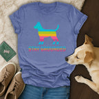 Stay Grounded Blue T-Shirt with Colorful Dog Design