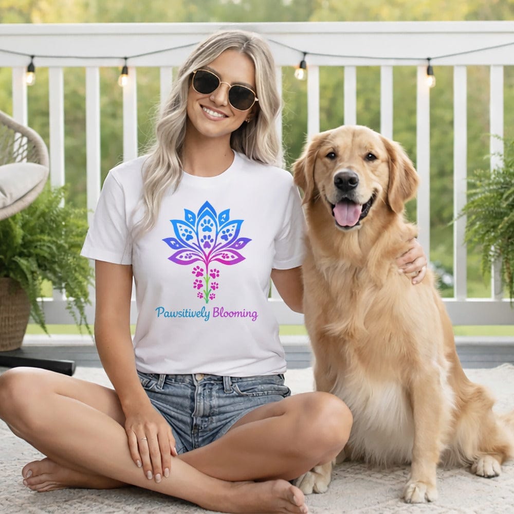 Pawsitively Blooming Graphic T-Shirt for Dog Lovers