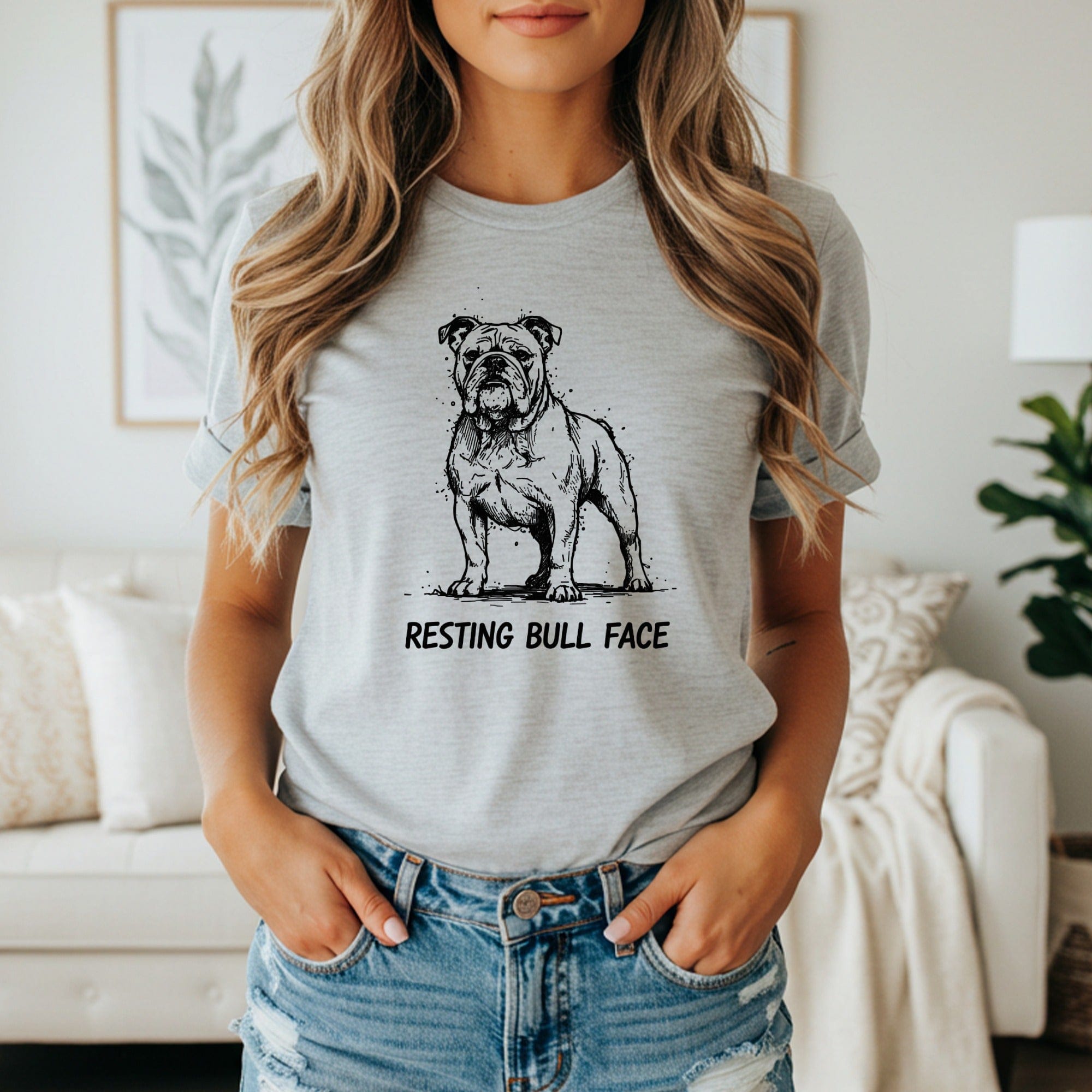 Resting Bull Face Graphic Tee for Dog Lovers Shirt