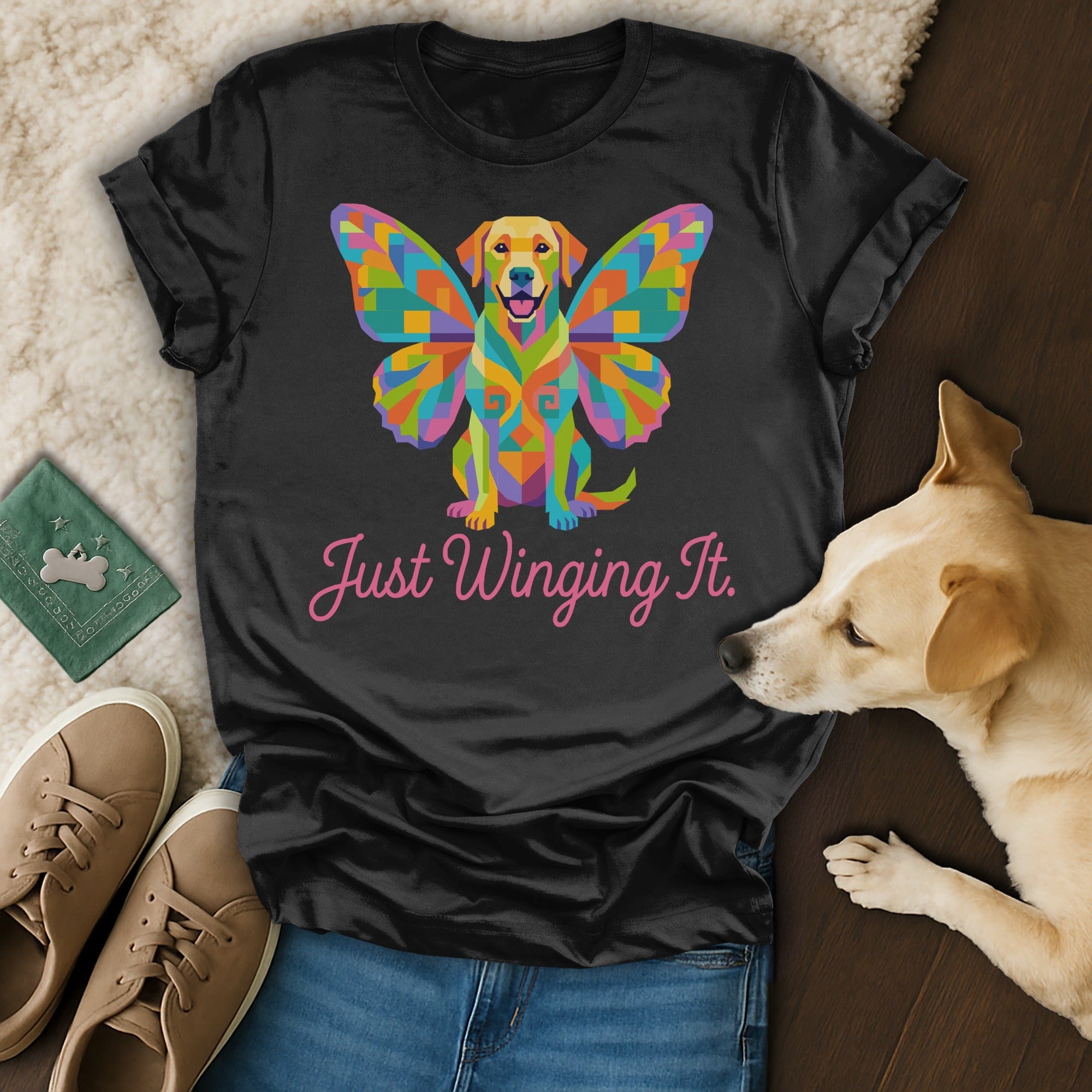 Colorful Geometric Dog Butterfly Wings Just Winging It product type
Dog
Labrador
Golden Retriever
Butterfly Wings
Colorful
Geometric Design
Animal Art
Pet Lover
Unique Graphic
Just Winging It
Funny Dog
Playful Pet
Bright Colors
Abstract Dog
Canine Design
Animal Graphic
Dog Illustration
Rainbow Dog
Fantasy Pet
Winged Dog