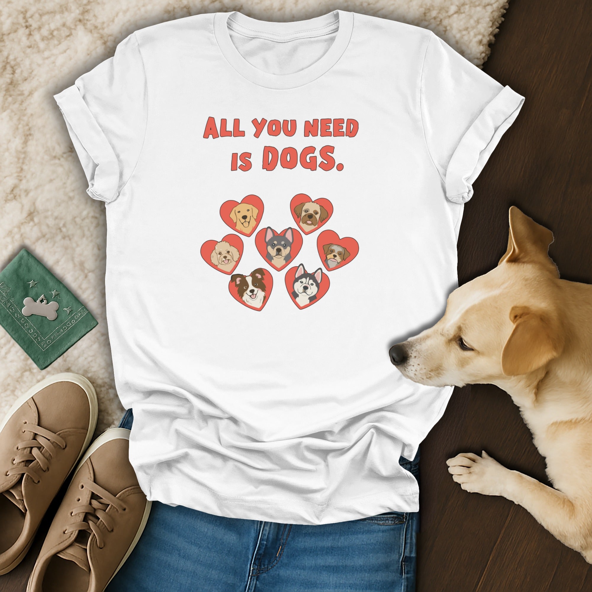 All You Need Is Dogs Cute Heart Design T-Shirt