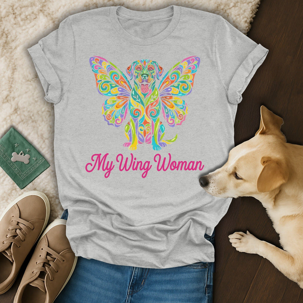 Rainbow Dog Butterfly Wings My Wing Woman Design product type
Dog design
Winged dog
Butterfly wings
Colorful print
Rainbow animal
Pet lover
My Wing Woman
Unique graphic
Abstract art
Dog mom gift
Dog dad gift
Animal lover
Puppy love
Canine art
Labrador gift
Artistic shirt
Cute dog
Boho style
Fantasy creature
Best friend shirt