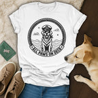 White t-shirt with "All Paws on Deck" text and a dog wearing a captain's hat.