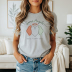 Grey t-shirt with "Some Angels Have Floppy Ears" text and a heart outline with dog ears.