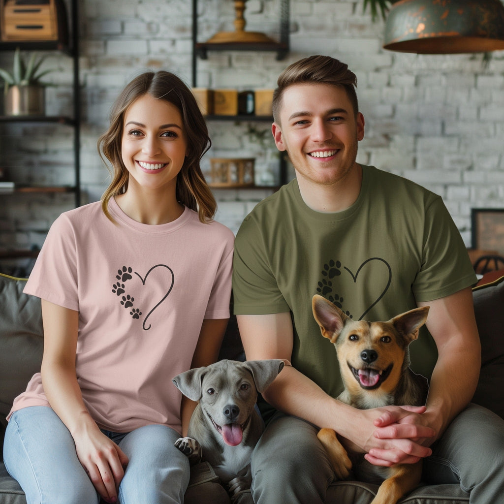 Matching Pet Lover Heart Paws T-shirt Set