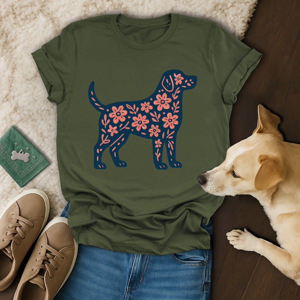 Floral Puppy Graphic T-Shirt Perfect for Dog Lovers
