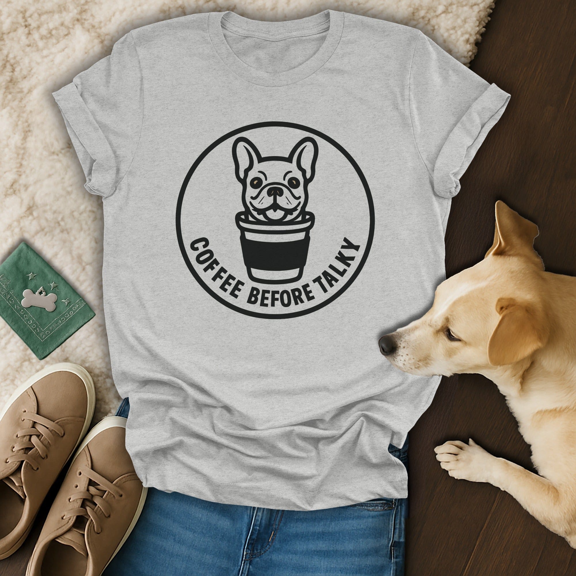 Coffee Before Talky French Bulldog Graphic T-Shirt